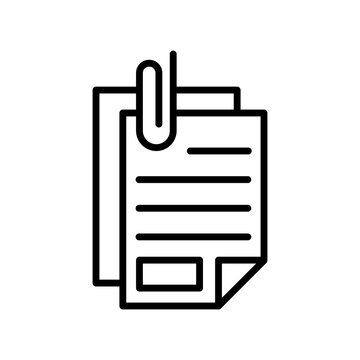 Attach document icon flat outline in black