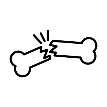Broken bone icon flat outline in black
