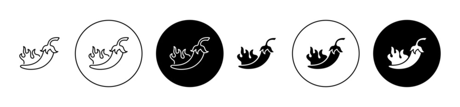 chilli pepper icon flat outline in black