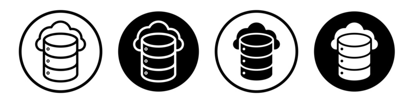 Cloud database icon flat outline in black