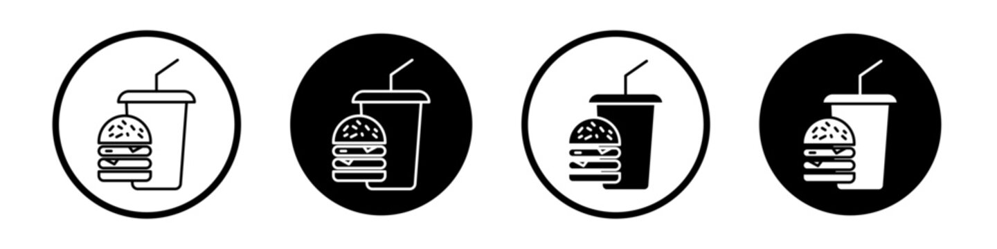 Fast food icon flat outline in black