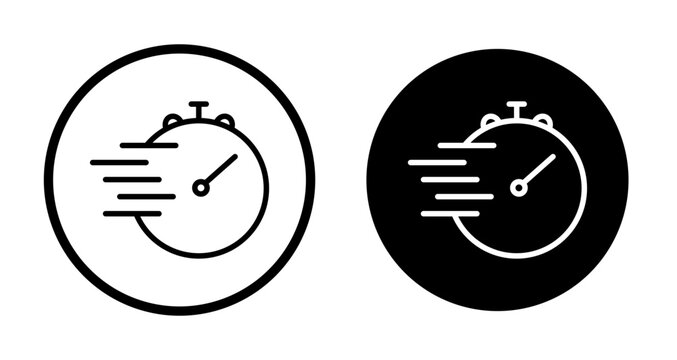 Fast time icon flat outline in black