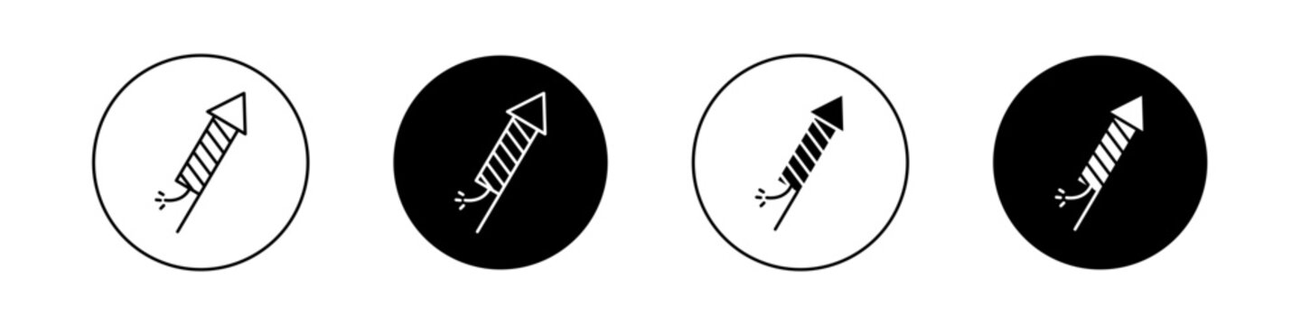 Fireworks rocket sign flat outline in black