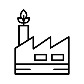Green factory icon flat outline in black