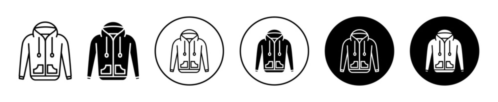 Hoodie jacket icon flat outline in black