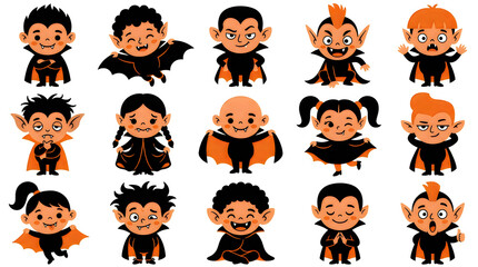 Obraz premium Cartoon kids dressed as cute vampire characters