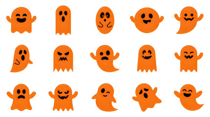 Fototapeta premium Happy and funny cartoon ghost expressions set