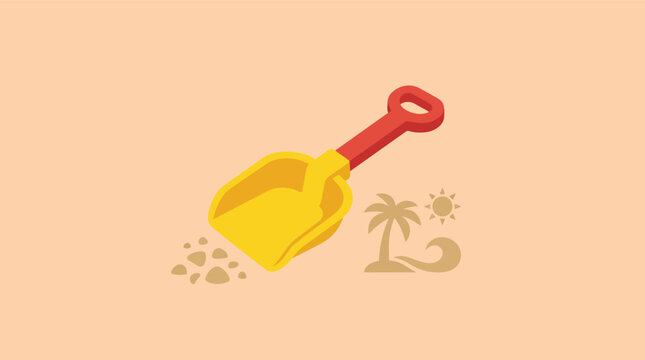 Sand shovel beach toy isometric vector illustration for summer vacation and childhood leisure marketing