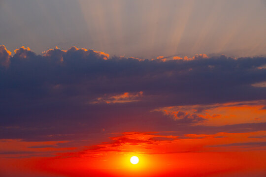 sunset cloudscape sun ray sky texture