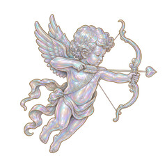 Fototapeta premium PNG Elegant cupid illustration with bow and arrow.