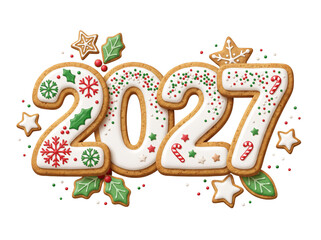 Fototapeta premium Christmas Cookie 2027 Transparent Background PNG