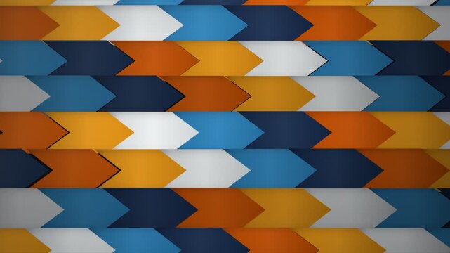 Geometric colorful pattern with overlapping arrow shapes, concept for modern digital background, abstract corporate presentation design, creative web layout and versatile graphic wallpaper for