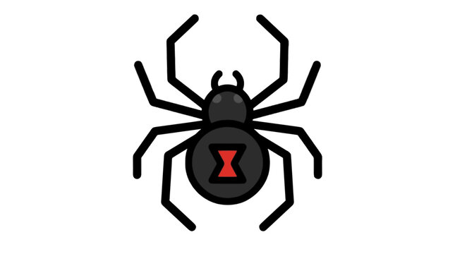 Black widow spider flat vector icon