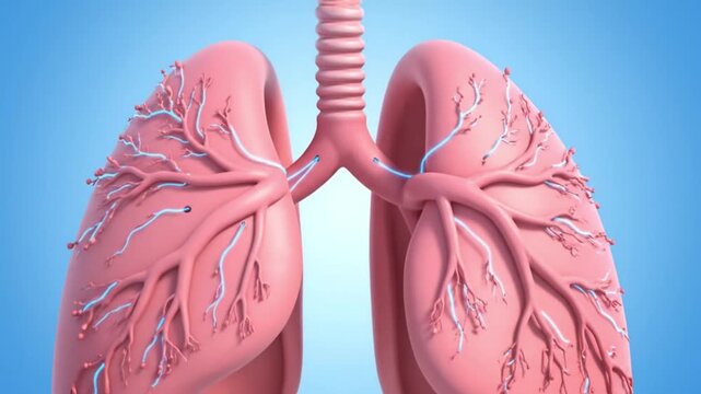 Detailed 3D Animation of Human Lungs and Bronchial Tree.
