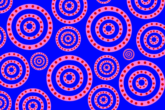 Vibrant Pink and Red Concentric Circle Polka Dot Pattern Background