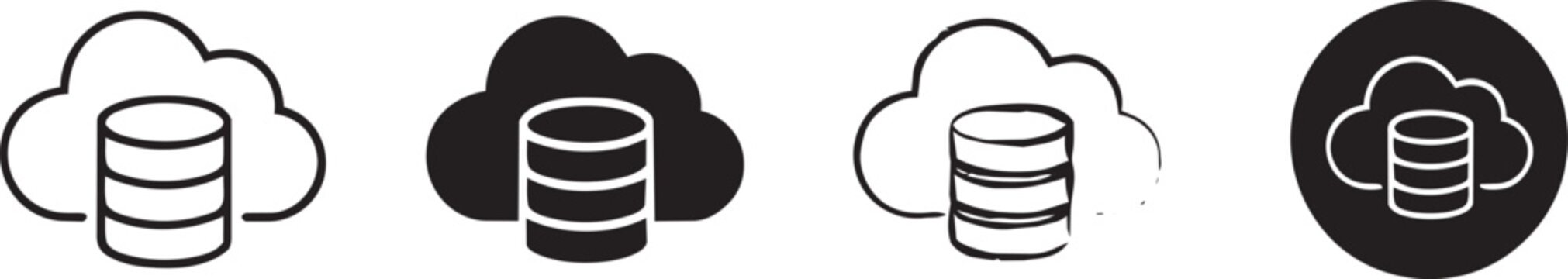 Data cloud Icon Set ,Cloud database storage server icon set, individual icon set