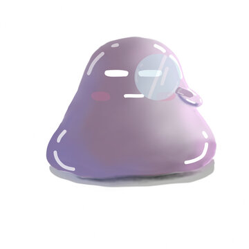 character purple  jelly representation performing identity verification with a magnifying glass and half-open umbrella, designed for UI/UX 2FA screens, authentication flows, and login verification 