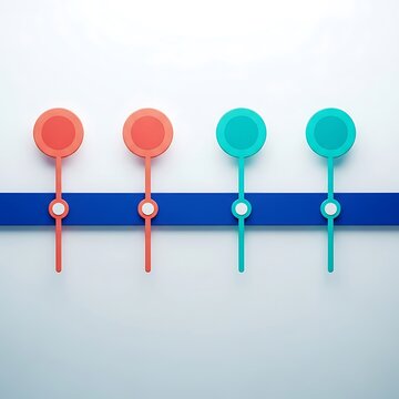 3d rendering of a timeline concept with four circular markers