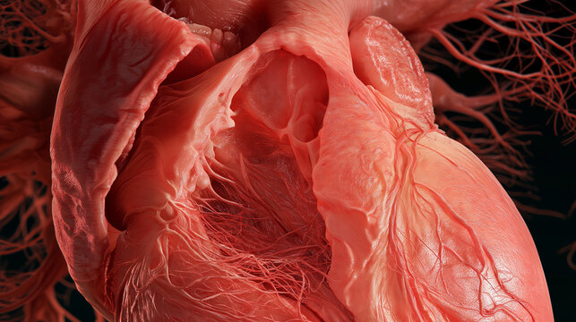 Mitral Valve Disease Medical Illustration - Detailed Human Heart Anatomy with Abnormal Valve Visualization