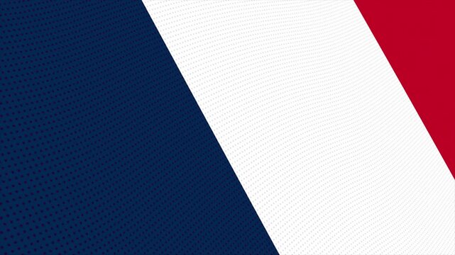 Flag of France waving slowly in the foreground and moving upwards.