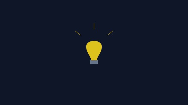 Minimalist animated light bulb glowing on dark animation 4k background, for creative idea, and innovation concepts