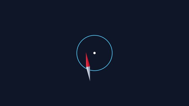 Minimalist compass needle rotating animation on dark 4k background, for navigation and, direction concepts