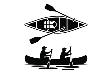 Kayaking and canoeing water sports activity with paddling adventure recreation © Laboni