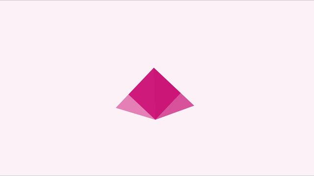 Minimalist pink geometric pyramid shape animation on soft 4k background
