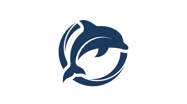 Minimalist Dolphin Logo Design with Circular Wave Motif