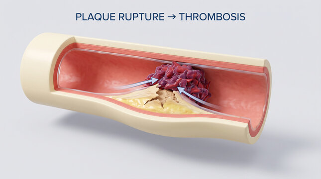 Atherosclerotic Plaque Rupture and Thrombosis in Blood Vessel