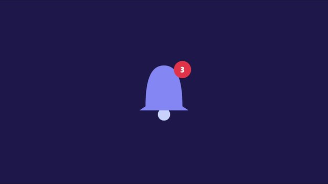 Animated notification bell with alert badge for social media and app ui animation 4k