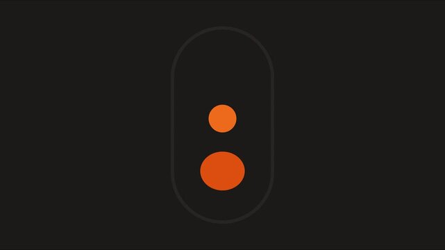 Minimalist abstract motion with orange circles moving inside a vertical capsule shape animation 4k