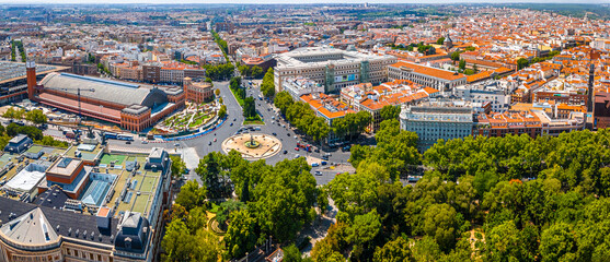 Plaza del Emperador Carlos V and Atocha Station Aerial View in Madrid