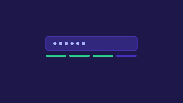 Minimalist password input field ui animation with loading dots and progress bar for secure login and authentication systems 4k