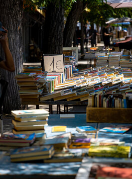 Outdoor Book Stalls Near Prado Museum on Cuesta de Moyano Madrid Spain