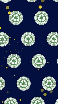 Animation of recycling icons over blue background