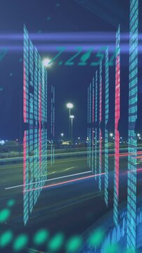 Animation of data processing over cityscape