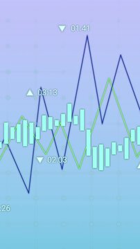 Animation of multiple graphs with changing numbers against blue background