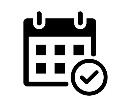Minimalist calendar icon with check mark symbol