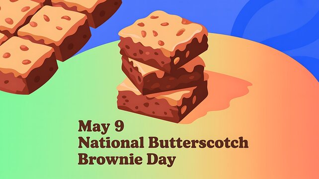 National butterscotch brownie day greeting card with stack of delicious brownies baked goods chocolate delicious