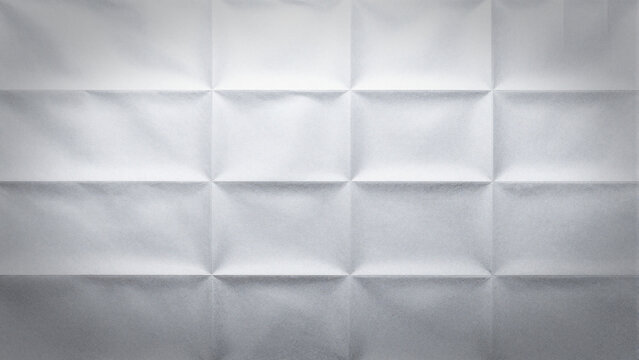 Geometric folded white paper texture with grid pattern
