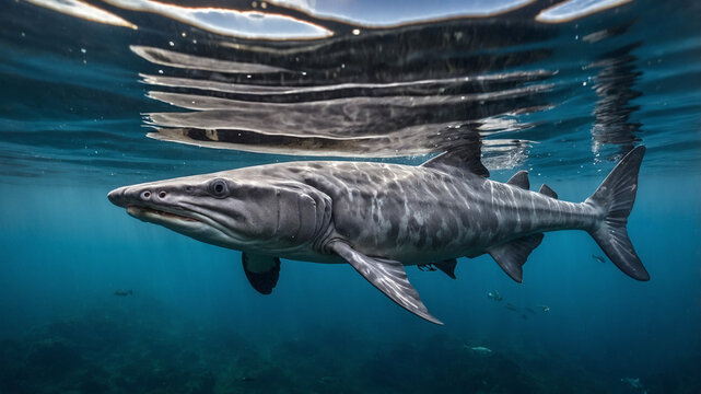 paddlefish swimming in the water