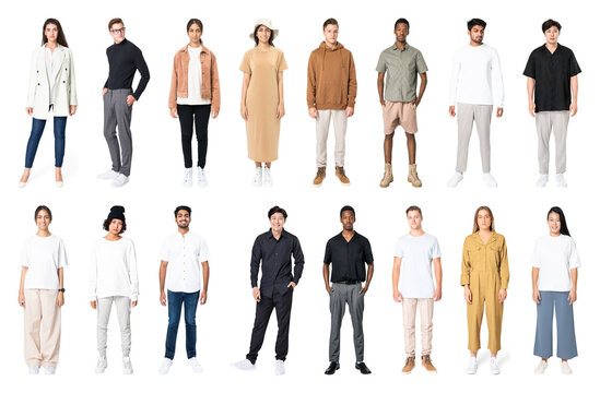PNG Diverse group fashion styles on transparent background
