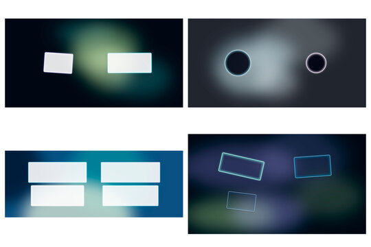Neon-outlined UI rectangles and circular markers hover against deep, out-of-focus backgrounds, delivering a sleek futuristic feel for app visuals and ads.