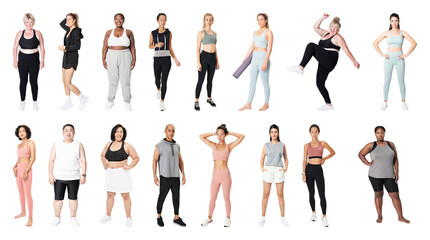 Obraz premium PNG Diverse group in activewear on transparent background