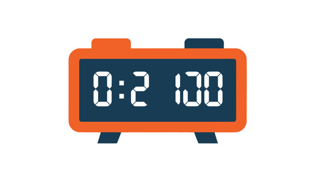 Digital Timer Countdown Clock Vector Illustration in Orange and Blue
