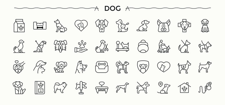 Dog icon. Contains related to pets, animals, animal, puppy, pet and more. Dog icon. Minimal thin line web icons set. Editable vector art.