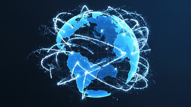 Glowing Digital Globe with Global Network Connections