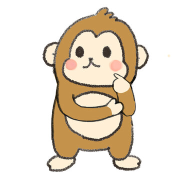 Cute cartoon monkey holding a bowl and spoon