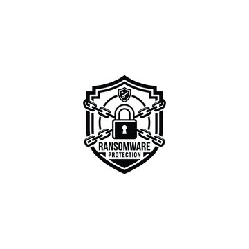 Ransomware protection shield with locked padlock